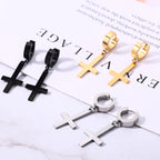 Gothic Cross Hoop Earrings for Punk and Alternative Statement Styling