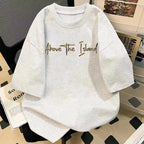 Neon Sketch Anime Graphic Oversized Vintage Cotton T-Shirt