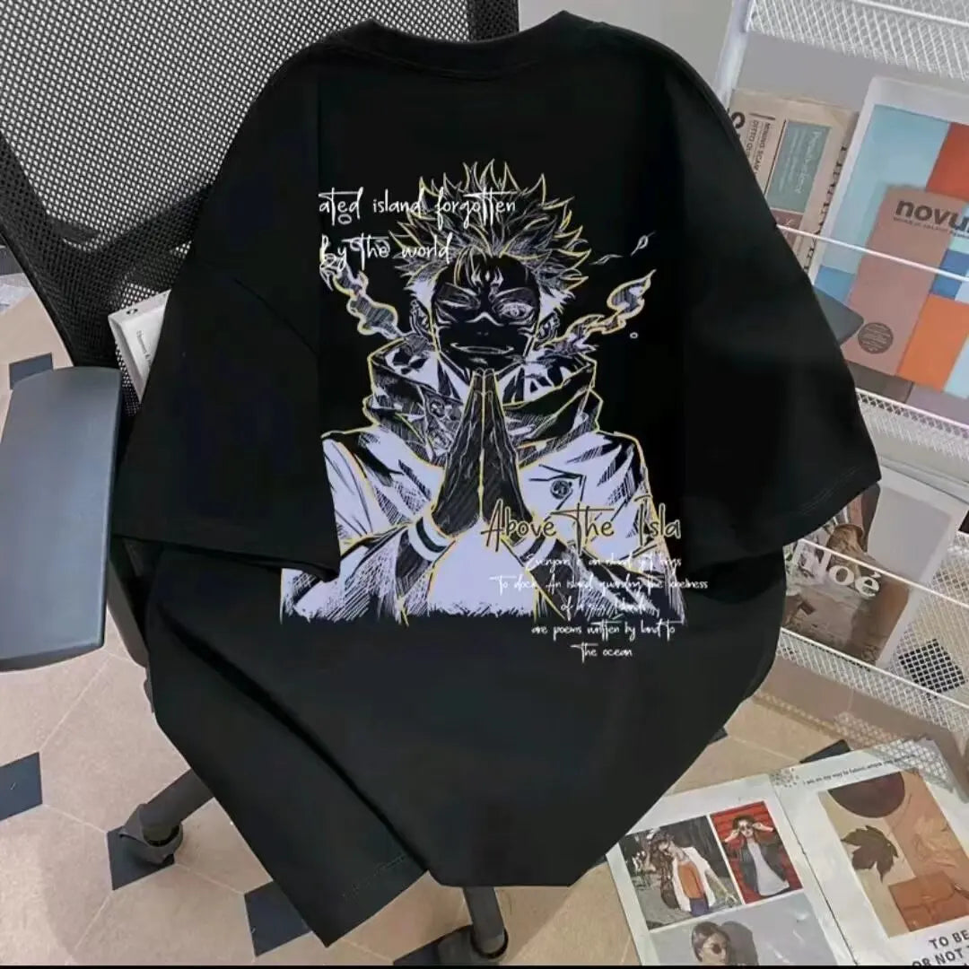 Anime-Inspired Artistic Manga Graphic Oversized Casual Streetwear Cotton T-Shirt