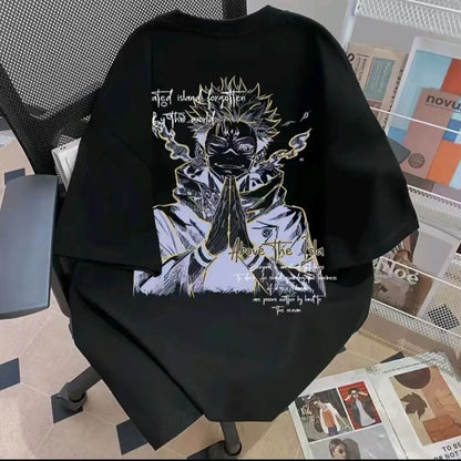 Anime-Inspired Artistic Manga Graphic Oversized Casual Streetwear Cotton T-Shirt