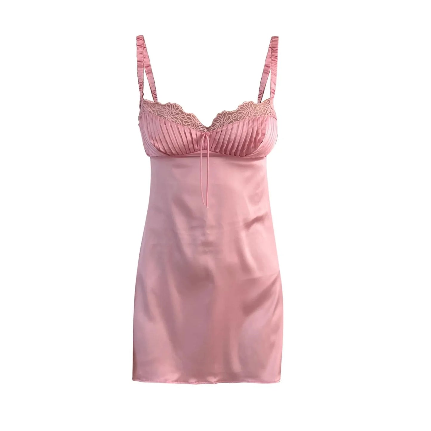 Lace Trim Backless Slip Mini Dress with Adjustable Strap Styling