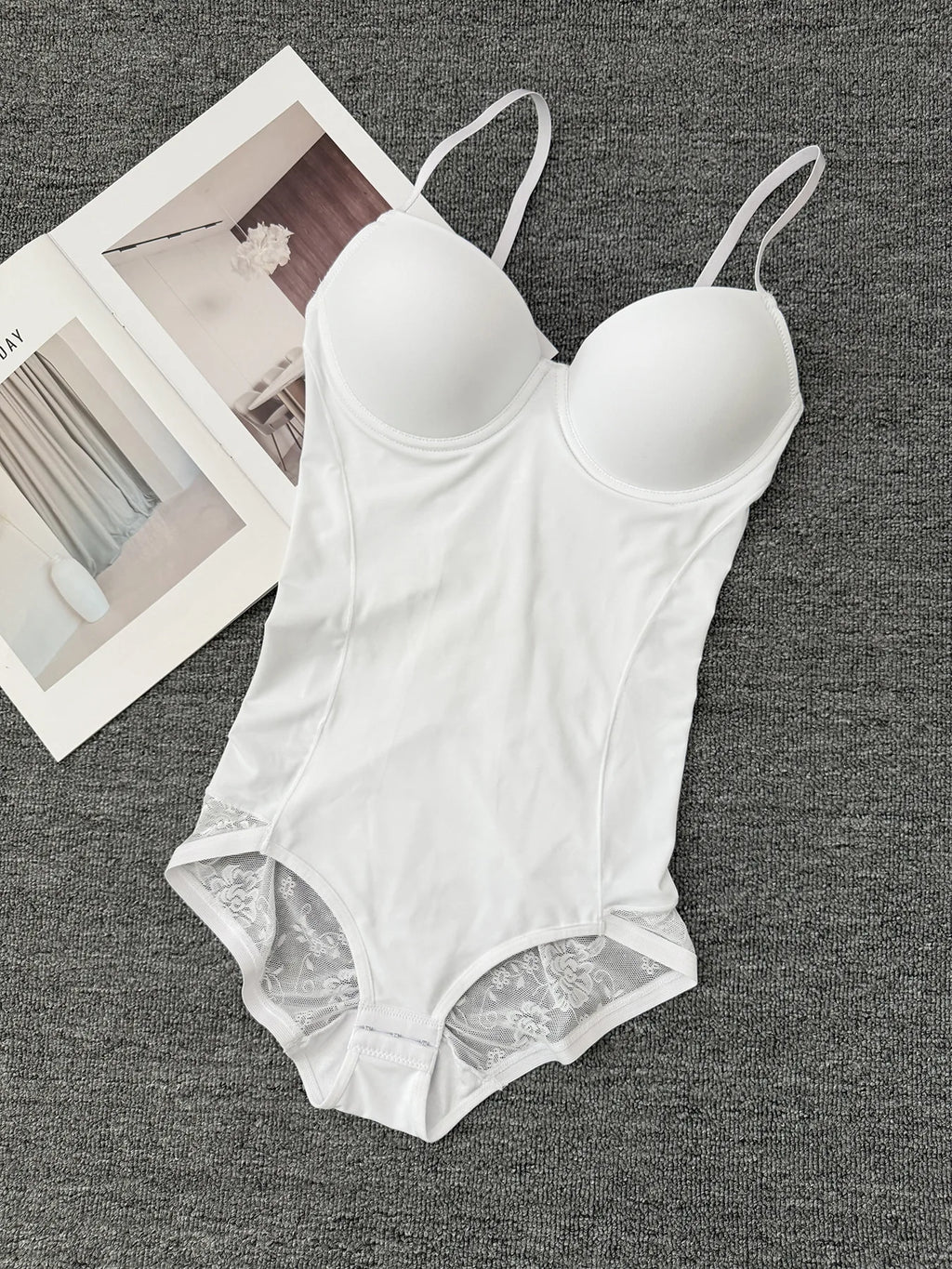 Adjustable Strap Firm Control Bodysuit with Built-In Molded Cups