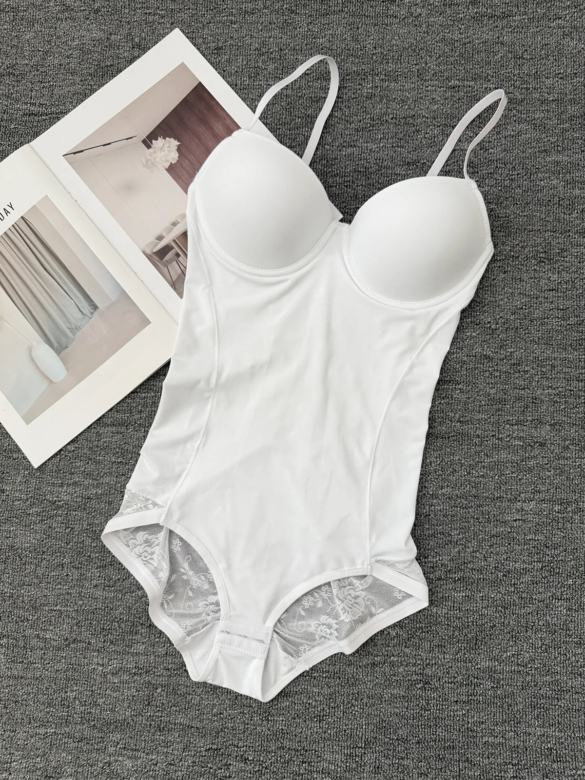 Adjustable Strap Firm Control Bodysuit with Built-In Molded Cups