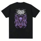 Dark Anime Gothic Graphic T-Shirt with Abstract Manga Streetwear Artwork