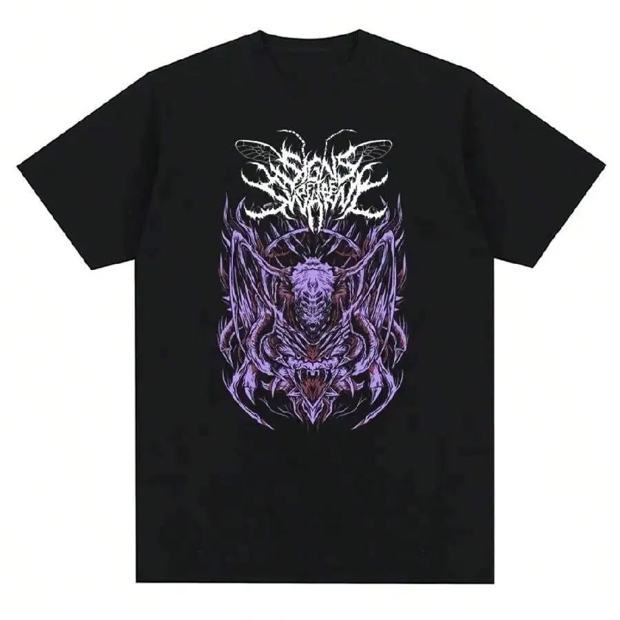 Dark Anime Gothic Graphic T-Shirt with Abstract Manga Streetwear Artwork