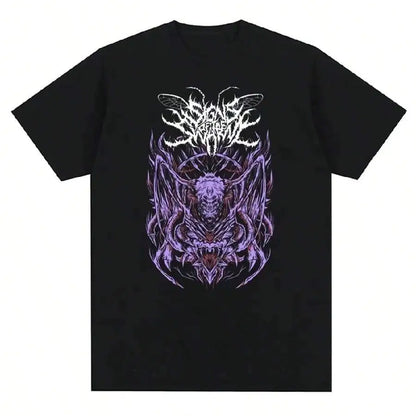 Dark Anime Gothic Graphic T-Shirt with Abstract Manga Streetwear Artwork