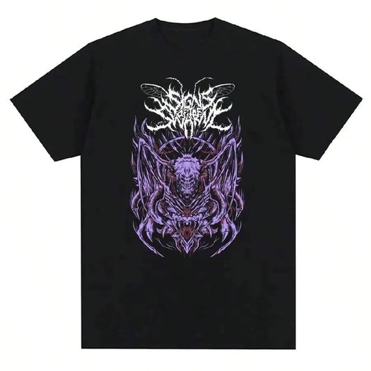 Dark Anime Gothic Graphic T-Shirt with Abstract Manga Streetwear Artwork