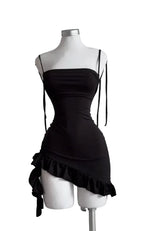 Lace Up Backless Bodycon Mini Dress with Spaghetti Strap Y2K Styling