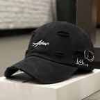 Vintage Distressed Embroidered Baseball Cap Adjustable Curved Brim Casual Streetwear Hat