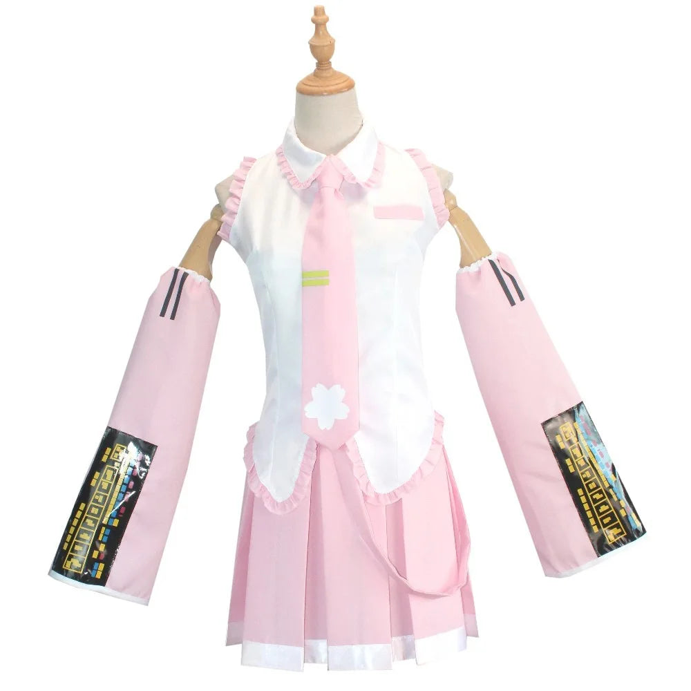 Women's Idol-Inspired Costume Set with Sleeveless Dress, Twin-Tail Wig and Matching Accessories