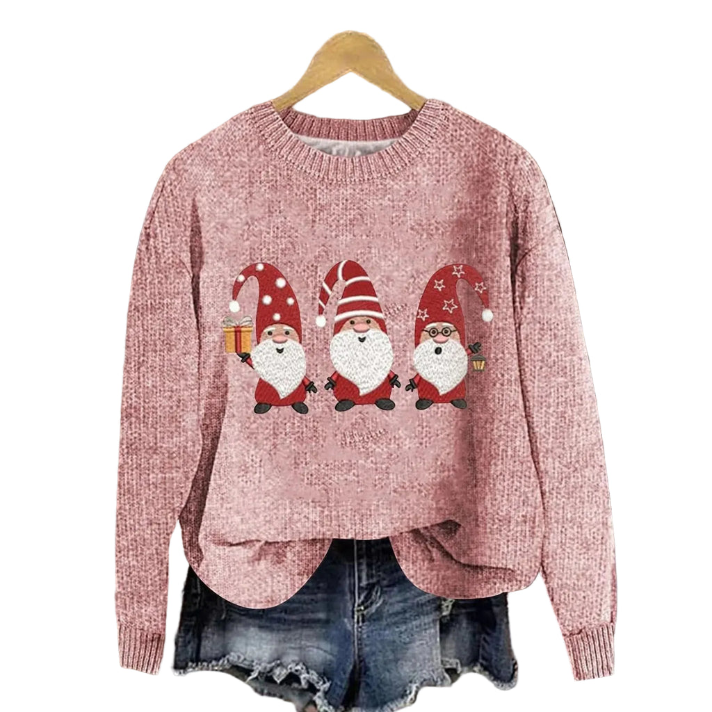 Women's Festive Graphic Knit Relaxed Fit Holiday Sweater Pullover