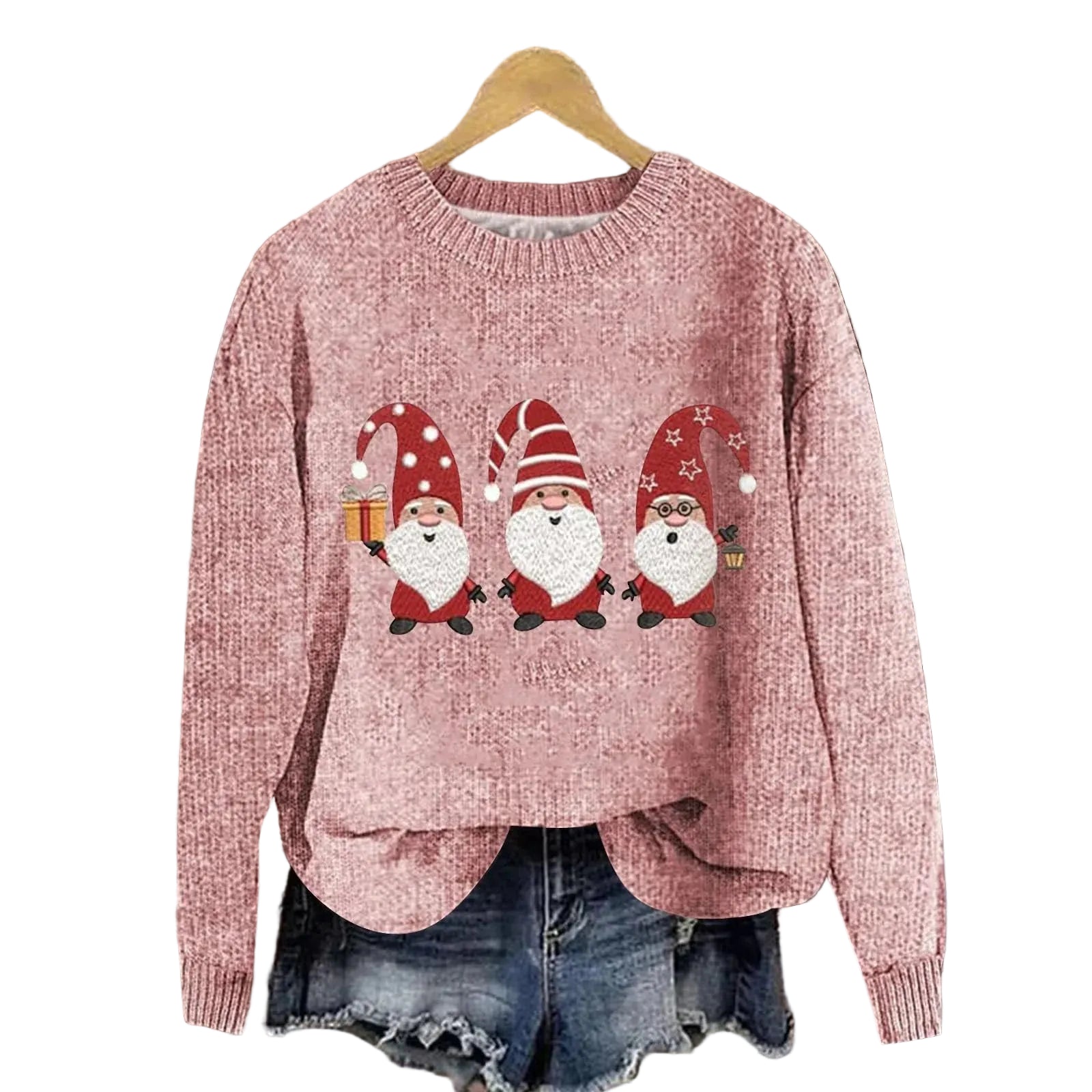 Women's Festive Graphic Knit Relaxed Fit Holiday Sweater Pullover
