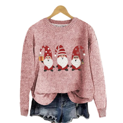 Women's Festive Graphic Knit Relaxed Fit Holiday Sweater Pullover