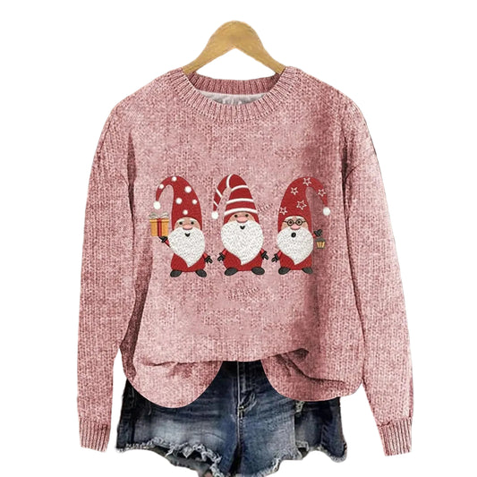 Women's Festive Graphic Knit Relaxed Fit Holiday Sweater Pullover