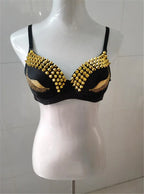 Glamorous Rhinestone-Studded Plunge Bra with Crystal Embellishments