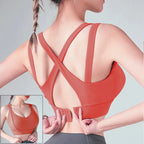 Mauve Criss-Cross Back Sports Bra with Keyhole Detail and Adjustable Band