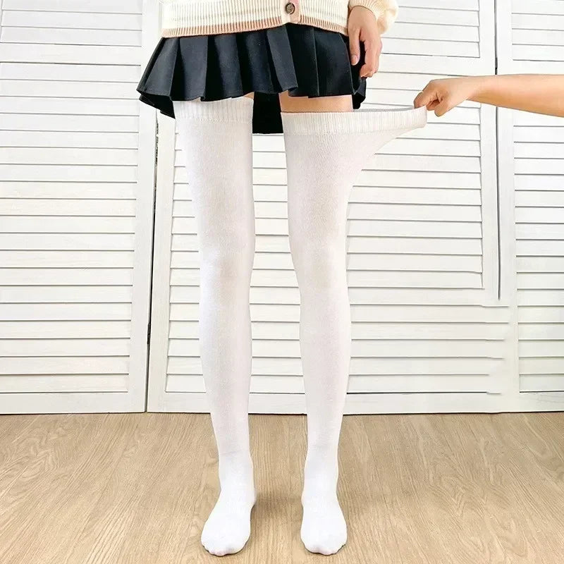 Extra Long Over-the-Knee Cotton Socks with Soft Stretch Knit and Stay-Up Design