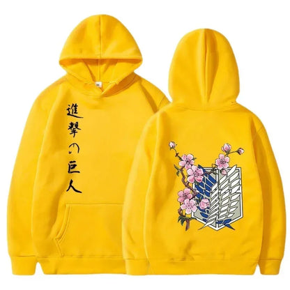 Anime Manga Hoodie With Minimalist Japanese Streetwear Floral Graphic Design