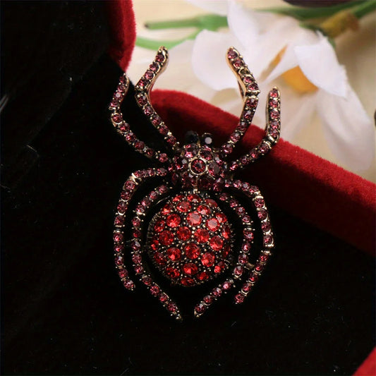 Vintage Gothic Spider Brooch Pin with Ornate Statement Insect Silhouette Design
