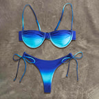 Color-Block Underwire Bikini Set with Plunge Neckline and Contrast Binding