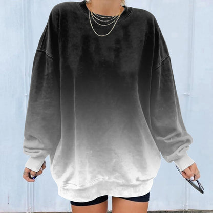 Women's Gradient Oversized Hooded Sweatshirt for Relaxed Contemporary Casual Streetwear Fashion