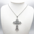 Ornate Gothic Cross Pendant Necklace Alternative Dark Fashion Jewelry