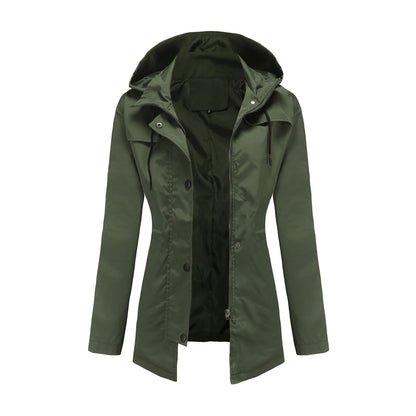 Women's Lightweight Hooded Windbreaker Jacket with Zip Front for Outdoor Everyday Streetwear