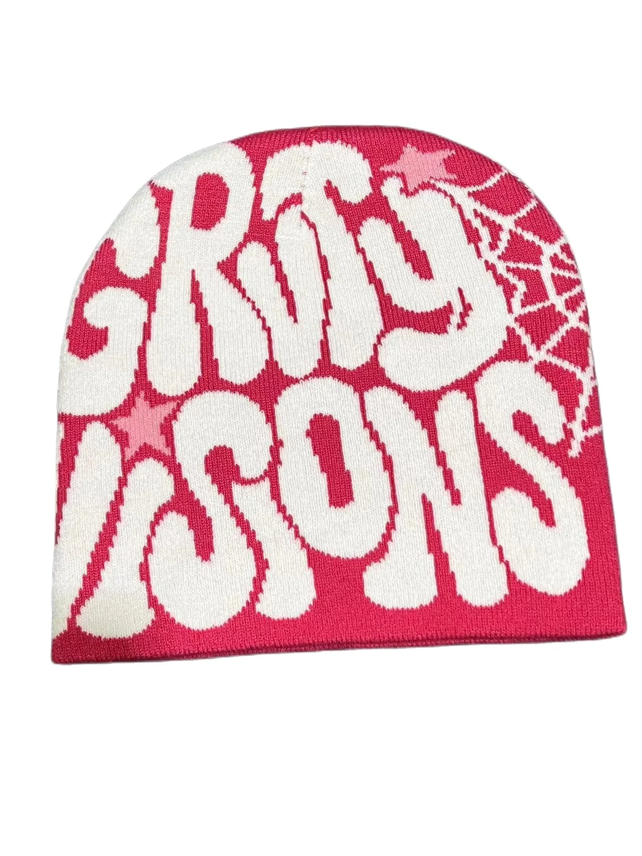 Bold Typography Cotton Blend Knit Beanie for Contemporary Streetwear Winter Everyday Fashion Style
