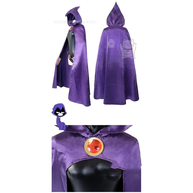 Women's Hooded Cape and Jumpsuit Costume Set with Belt and Layered Contemporary Styling