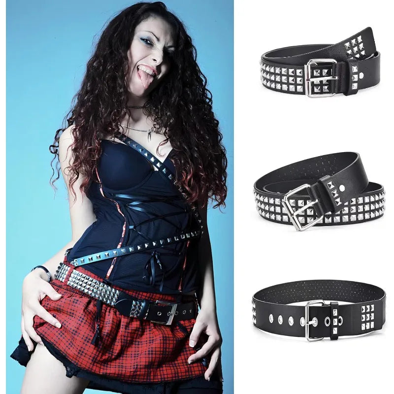 Double Row Pyramid Stud Waist Belt for Punk Gothic Alternative Style