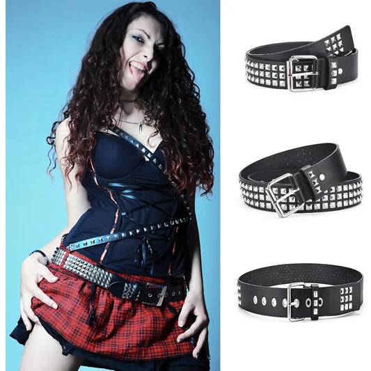 Double Row Pyramid Stud Waist Belt for Punk Gothic Alternative Style