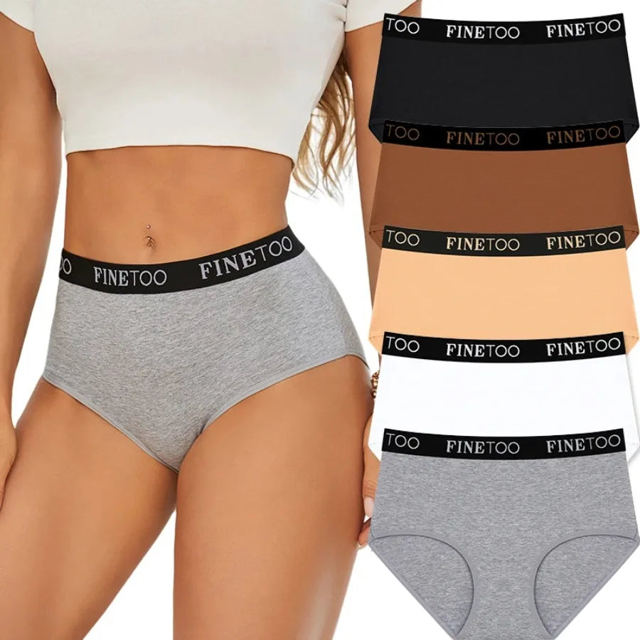 High-Waisted Brief Panties Five-Pack with Wide Statement Elastic Waistband