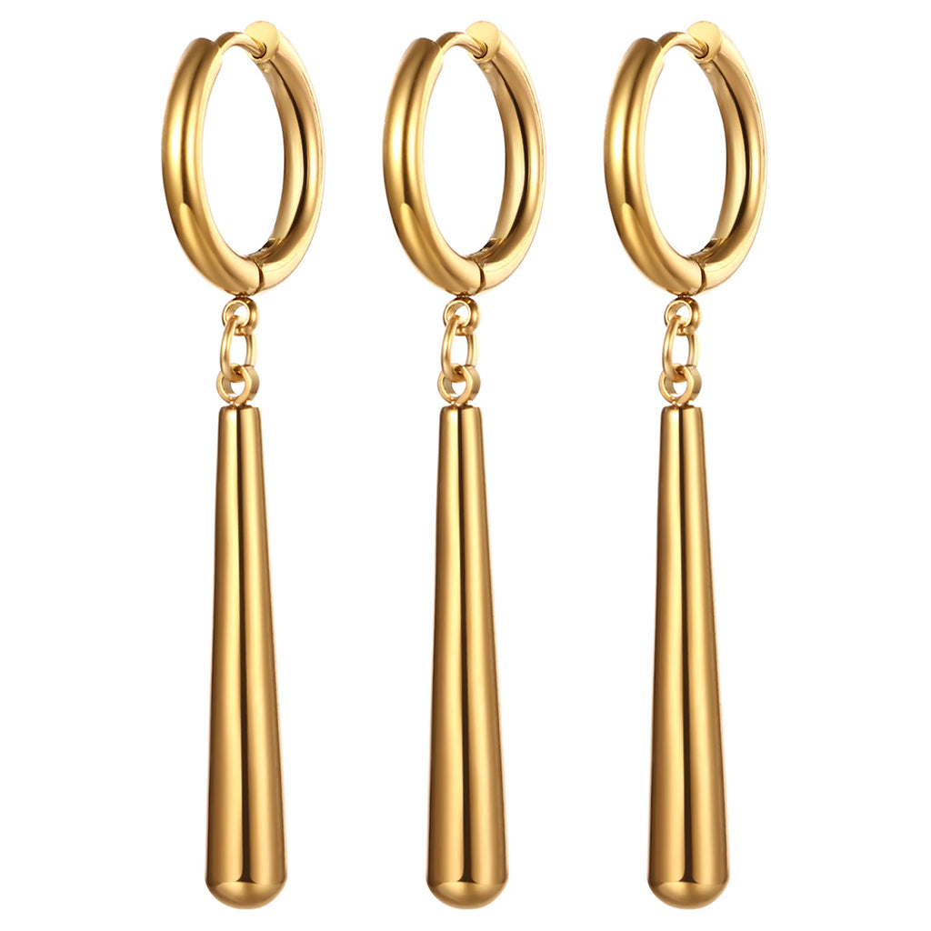 Minimalist Triple Hoop Drop Earrings for Punk and Alternative Fashion Looks