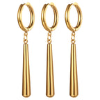 Minimalist Triple Hoop Drop Earrings for Punk and Alternative Fashion Looks