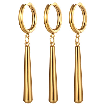 Minimalist Triple Hoop Drop Earrings for Punk and Alternative Fashion Looks