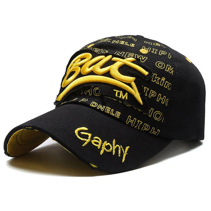 Typography Embroidered Baseball Cap Adjustable Curved Brim Urban Streetwear Fashion Hat