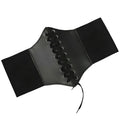 Embroidered Faux Leather Corset Belt with Wide Waist-Defining Silhouette