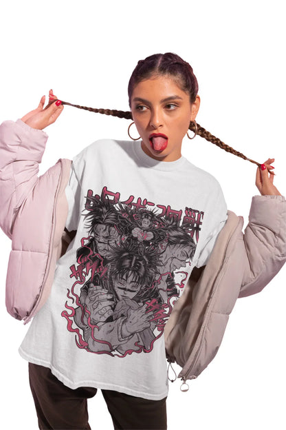 Dark Anime Warrior Graphic T-Shirt with Gothic Manga Streetwear Illustration