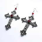 Ornate Cross Drop Earrings for Gothic Punk and Dark Romantic Styling