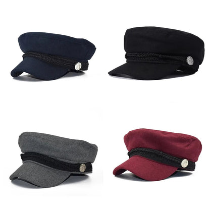 Classic Cotton Blend Military Baker Cap for Vintage Casual Everyday Fashion Style