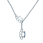 Neo Gothic Lariat Necklace with Edgy Pendant Alternative Statement Design