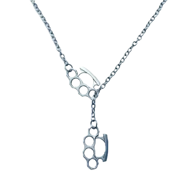 Neo Gothic Lariat Necklace with Edgy Pendant Alternative Statement Design