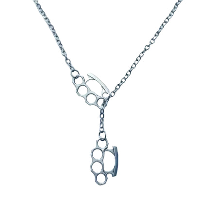 Neo Gothic Lariat Necklace with Edgy Pendant Alternative Statement Design
