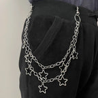 Celestial Layered Wallet Chain with Star Charms for Gothic Punk Styling