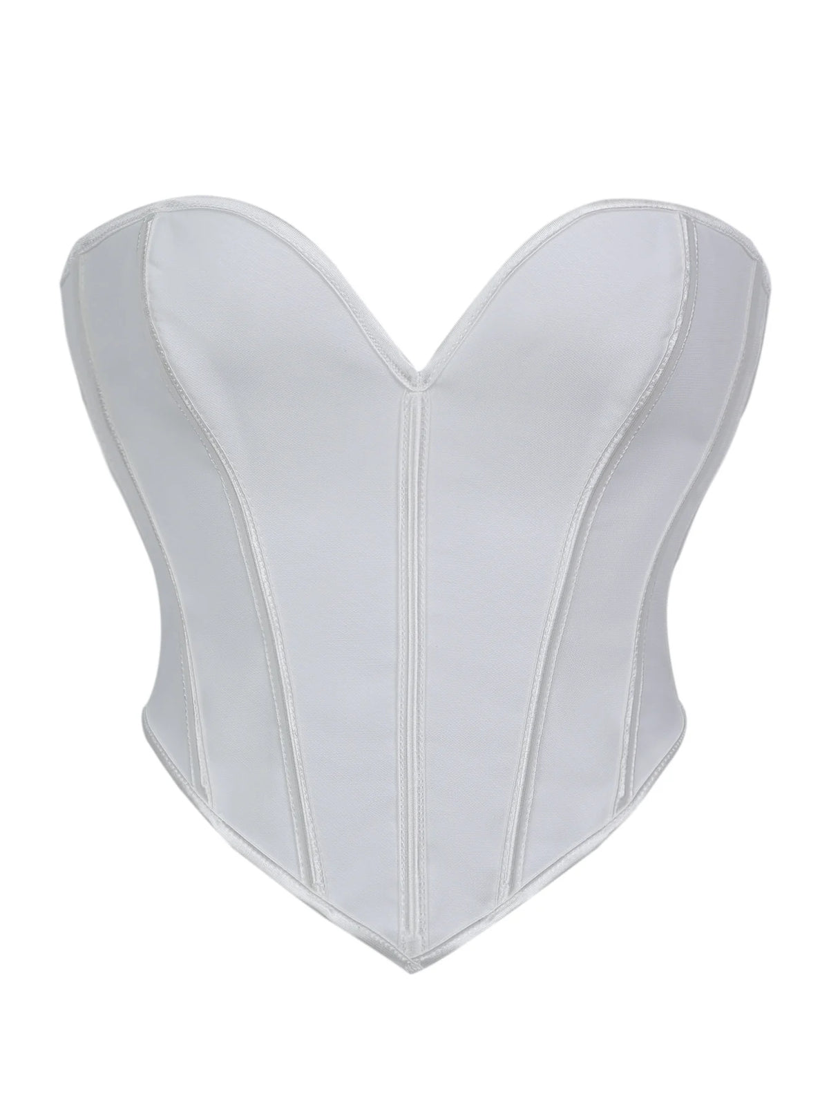 Minimalist Black Strapless Sweetheart Corset with Plunging Neckline