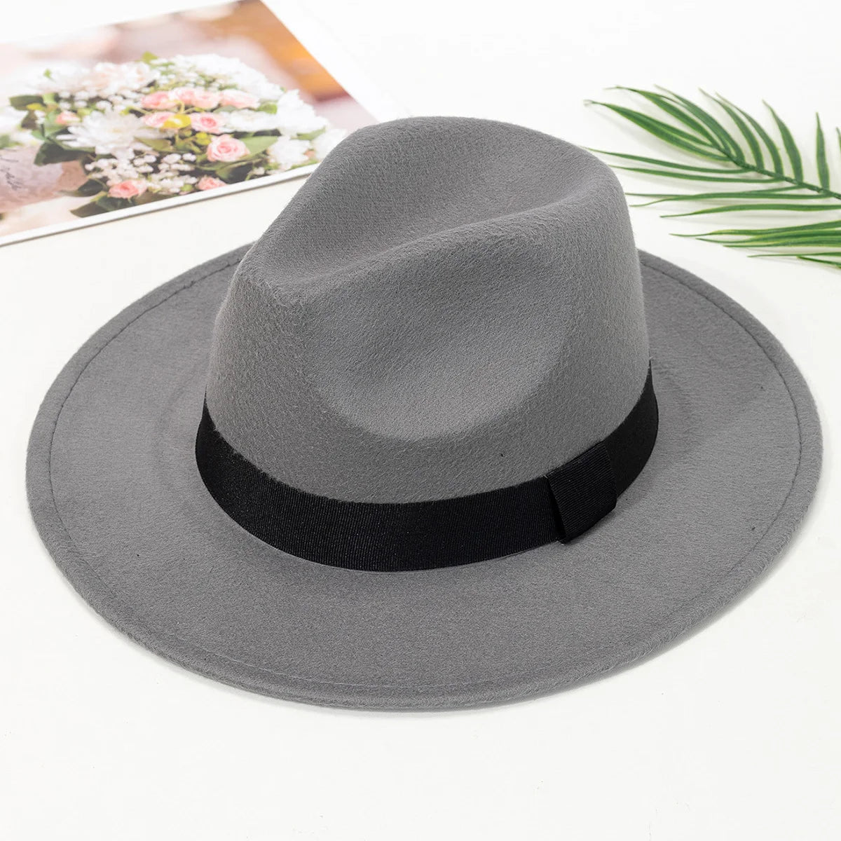 Classic Wide Brim Felt Fedora Hat with Structured Crown for Modern Everyday Styling