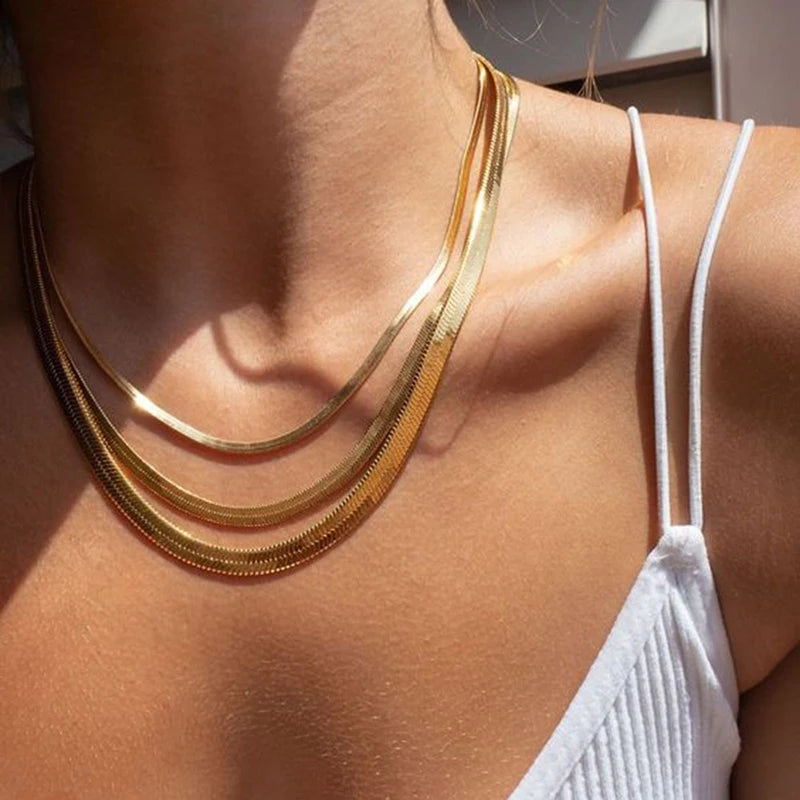 Minimalist Snake Chain Choker Necklace Modern Alternative Fashion Jewelry