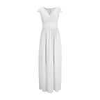 Flowing V Neck Maxi Dress With Soft Pleated Movement