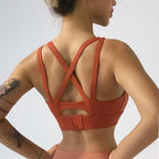 Mauve Criss-Cross Back Sports Bra with Keyhole Detail and Adjustable Band