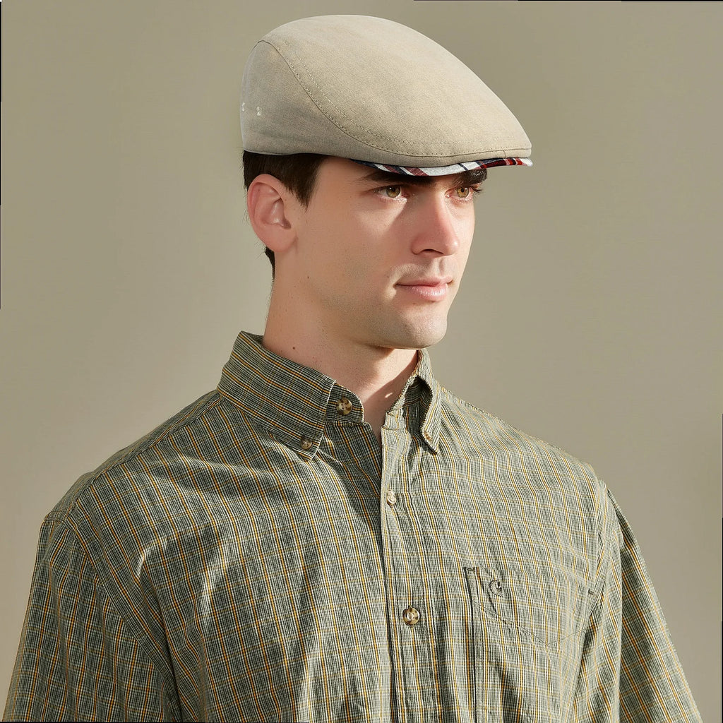 Classic Linen Flat Cap for Everyday Casual Vintage Inspired Four Season Fashion Style